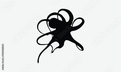 Octopus Silhouette Bundle, Handmade calligraphy vector illustration, eps, Files for Cutting.