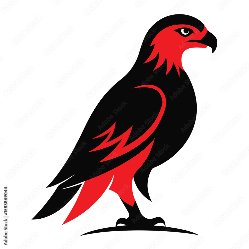 Fototapeta premium Stylized Red and Black Eagle Illustration Powerful Bird of Prey Elegant Design