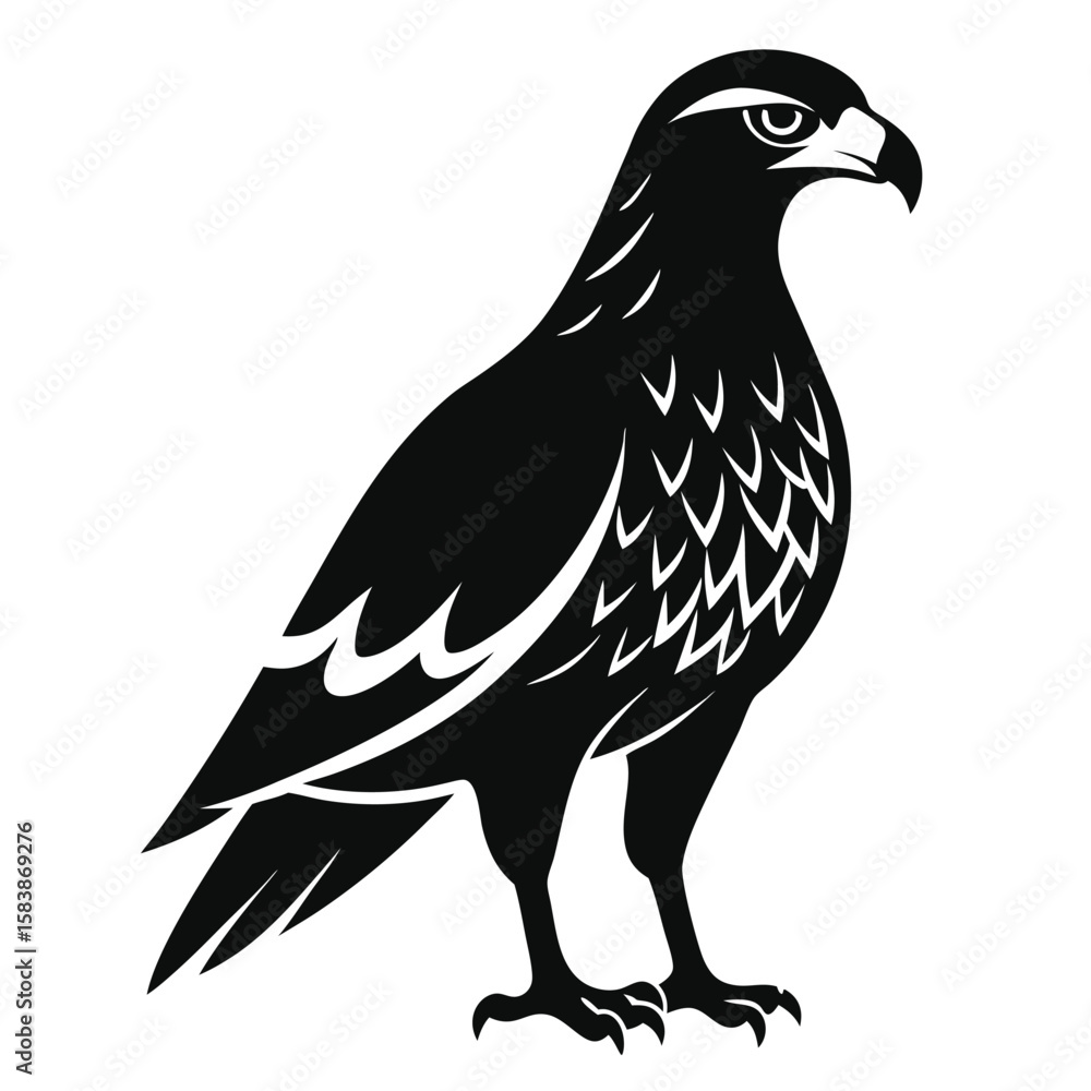 Fototapeta premium Striking Silhouette of a Majestic Eagle Standing Tall, Depicted in a Vector Style