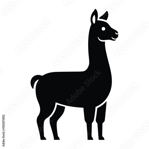 Black llama silhouette vector icon