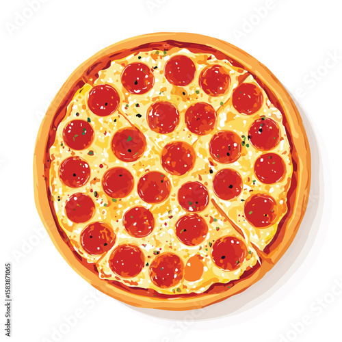 pizza isolated in White Background, pizza vector, Flat lay vector illustration