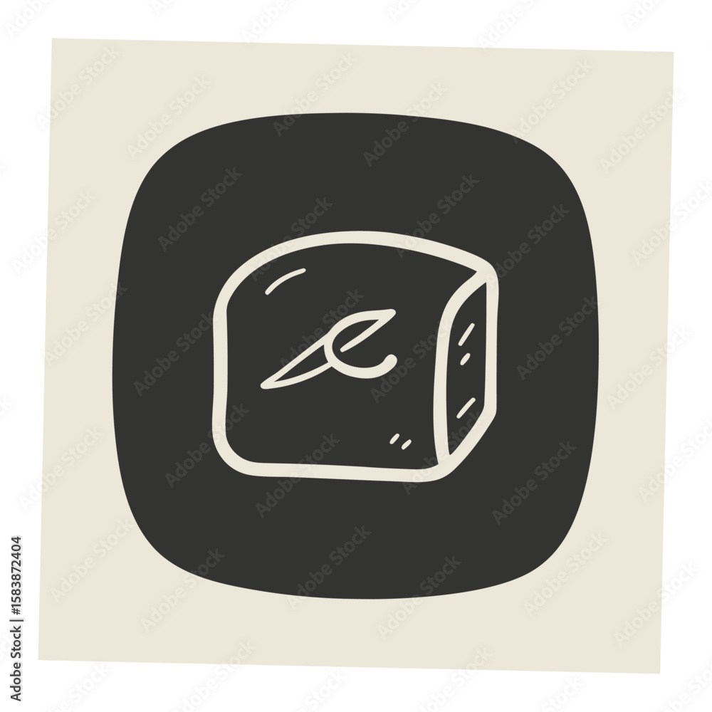 Obraz premium Hand Drawn Soap Bar Icon on Rounded Square Background