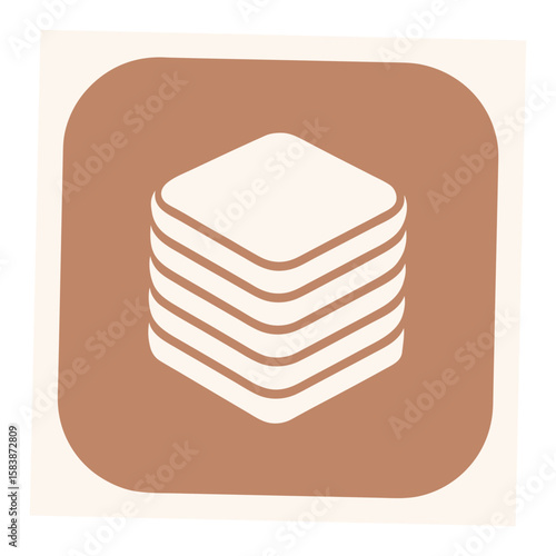 Stack of Rounded Square Shapes in Brown and Beige Illustration