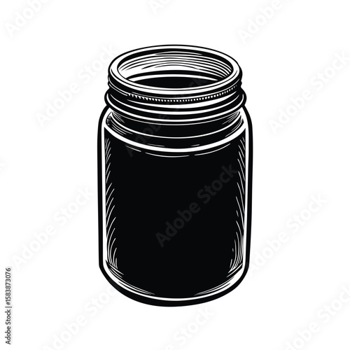 Classic mason jar silhouette with detailed rim and threads