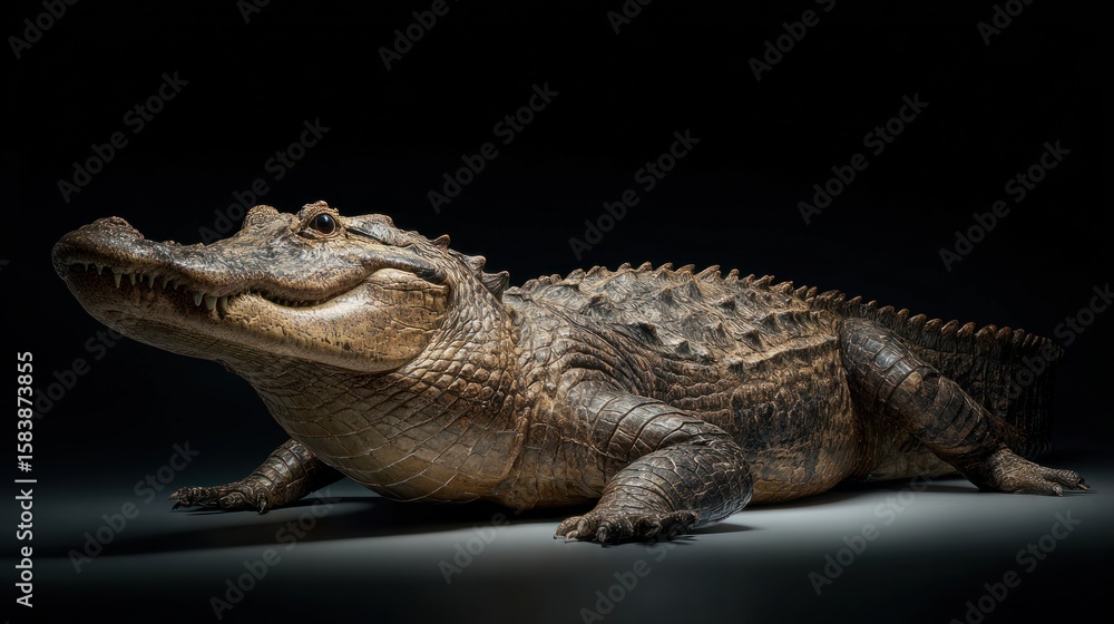 Naklejka premium Alligator in dramatic studio lighting