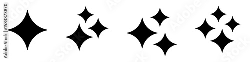 Set of shine icons, Clean star icons.