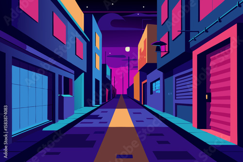 Night City Alleyway Vibrant Street Art and Urban Energy