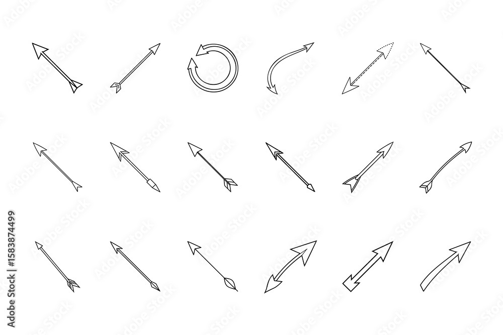 Arrow icons set showing various directions styles on a arrows Arrow icons set showing various directions styles on a arrows