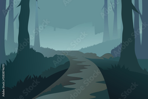 Thick Fog Swallowing Forest Trail