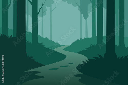 Thick Fog Swallowing Forest Trail