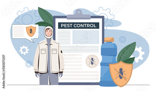 Pest control service concept scene. Vector illustration