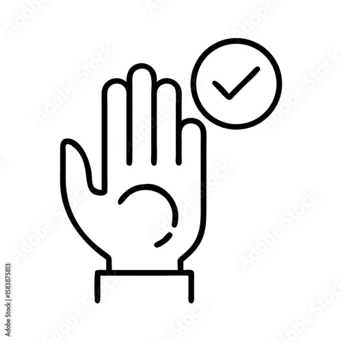 Hand raised with check mark symbol representing Human Rights Day justice  