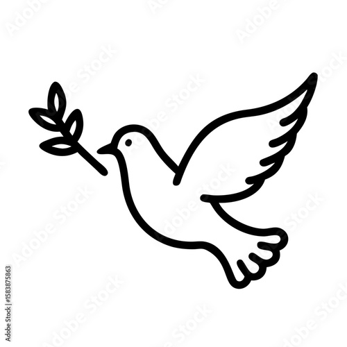 Dove holding an olive branch as a symbol of peace and justice  