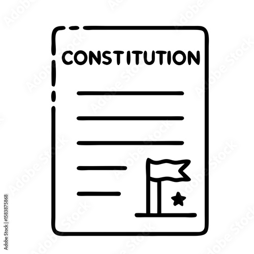 Constitution document with flag symbol and human rights concept  