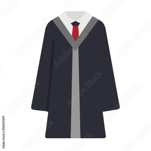 Judge's robe in dark colors with a red tie for justice concept  