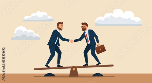 Business Agreement Balance Success and Collaboration in an Illustration of Two Businessmen