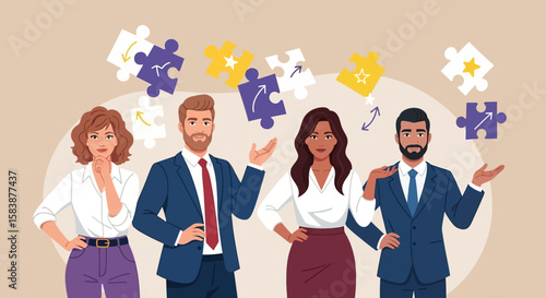 Teamwork and Puzzle Integration  A Diverse Group Collaborating Towards Success with Piece-Connecting Graphics