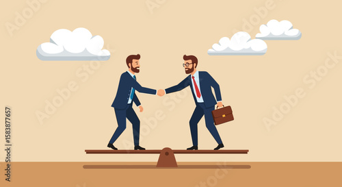 Balanced Business Illustrative Depiction of Equitable Partnership and Agreement