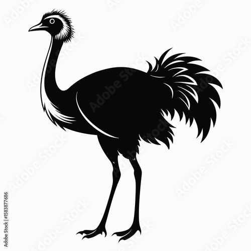 Striking Silhouette of a Rhea Bird South American Flightless Bird Endemic to the Continent Wildlife Animal Themed Design