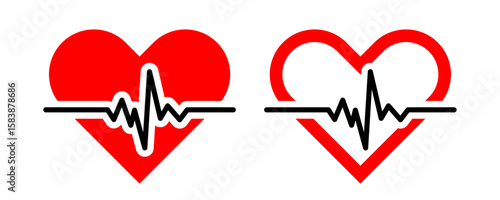 Heart beat line vector icon. Heartbeat medical sign, ecg or ekg symbol, electrocardiogram test