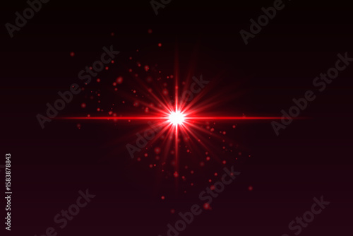 Bright Red flash with scattered glow particles. Star-shaped burst with soft shimmer creates magical light effect.
