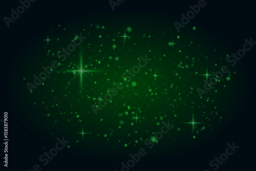 Glowing light particles and star flares scattered across dark background. Soft dreamy light sparkles for festive or magical visuals.