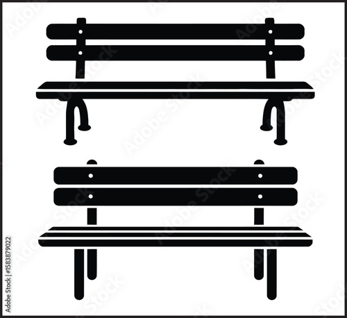 Park Bench Silhouette Vector Set - Outdoor Seating Icons