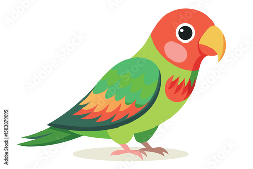 Colorful Cartoon Lovebird Illustration Cute Parrot with Vibrant Plumage Artistic Depiction Playful Bird Character Design Exotic Pet Illustration