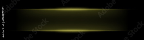 Rectangular neon frame with horizontal light edges and soft glow. Symmetrical bright border forming digital interface effect on dark background.