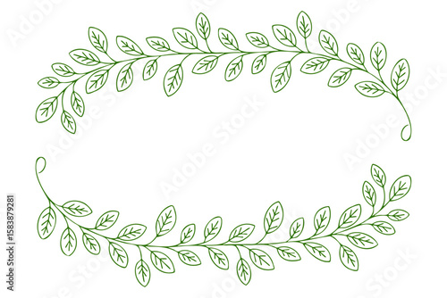 Green Leafy Frame Vector Transparent PNG Design with Botanical Border Decoration