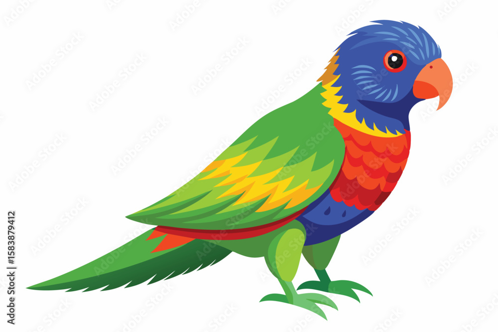 Fototapeta premium Vibrant Rainbow Lorikeet Illustration A Colorful Parrot with Detailed Plumage and Exotic Markings Depicted in a Vector Art Style