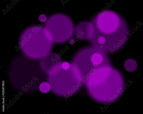 Colorful defocused round lights arranged randomly with soft glow and deep contrast. Smooth circular silhouettes create vibrant digital texture and hazy ambient style.
