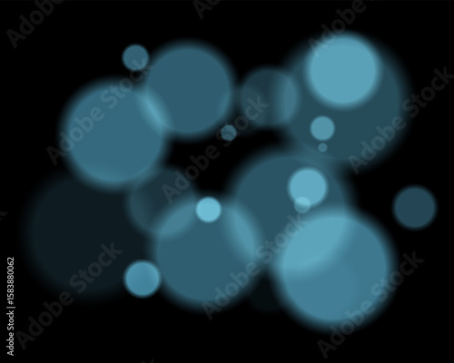 Colorful defocused round lights arranged randomly with soft glow and deep contrast. Smooth circular silhouettes create vibrant digital texture and hazy ambient style.