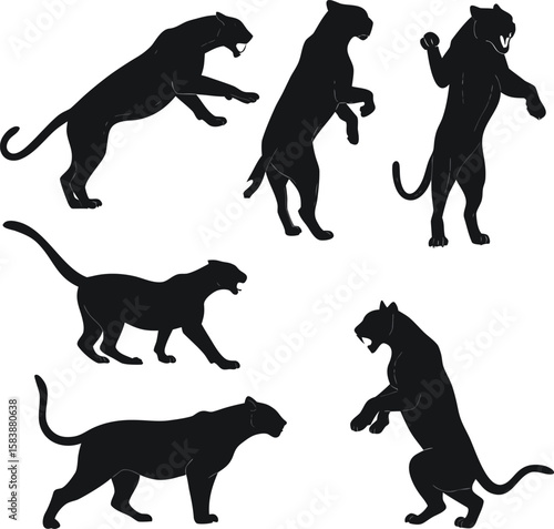 Black Panther Silhouette Set – Wild Cat Animal Poses Collection