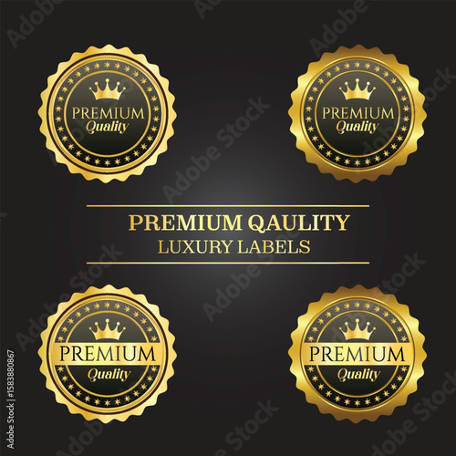 Premium Quality Luxury Labels: Exquisite gold and black label designs convey sophistication and prestige, perfect for luxury branding.