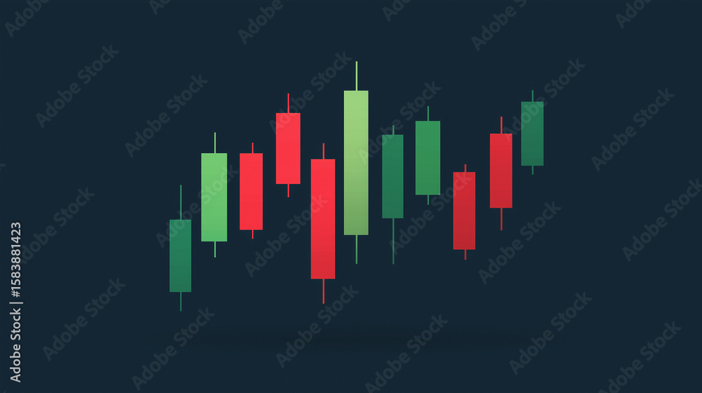 Fototapeta premium Analyzing financial trends stock market graphs in candlestick format digital space abstract viewpoint