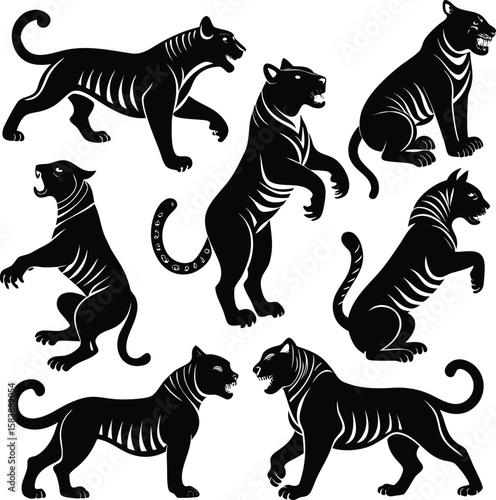 Black Panther Silhouette Set – Wild Cat Animal Poses Collection