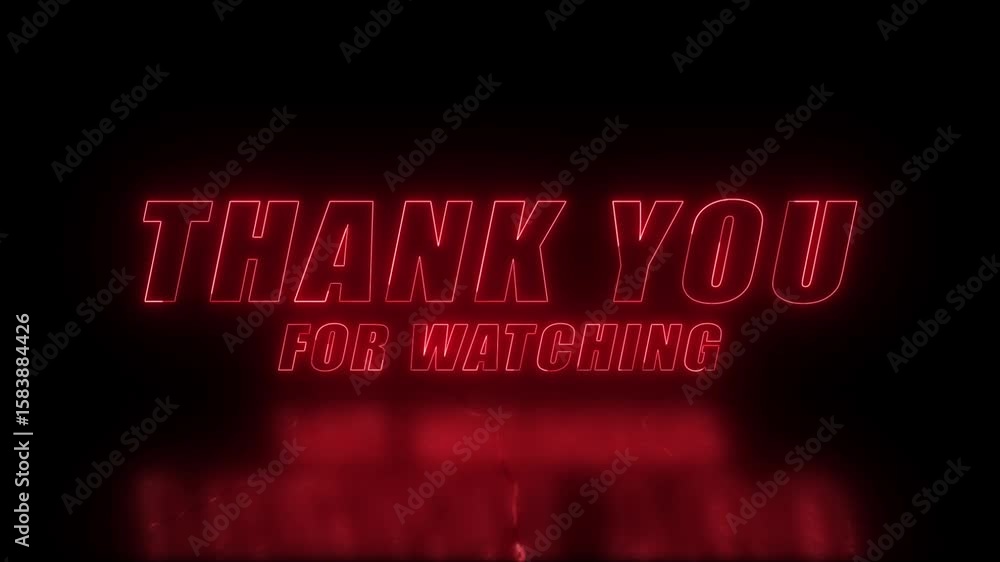 animated thank you for watching neon text intro outro video for youtube, presentations, and social media end screens
