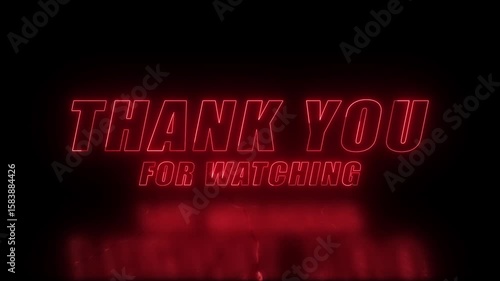 animated thank you for watching neon text intro outro video for youtube, presentations, and social media end screens