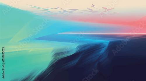 Abstract Geometric Horizon With Jagged Peaks And Gradient Sky landscape