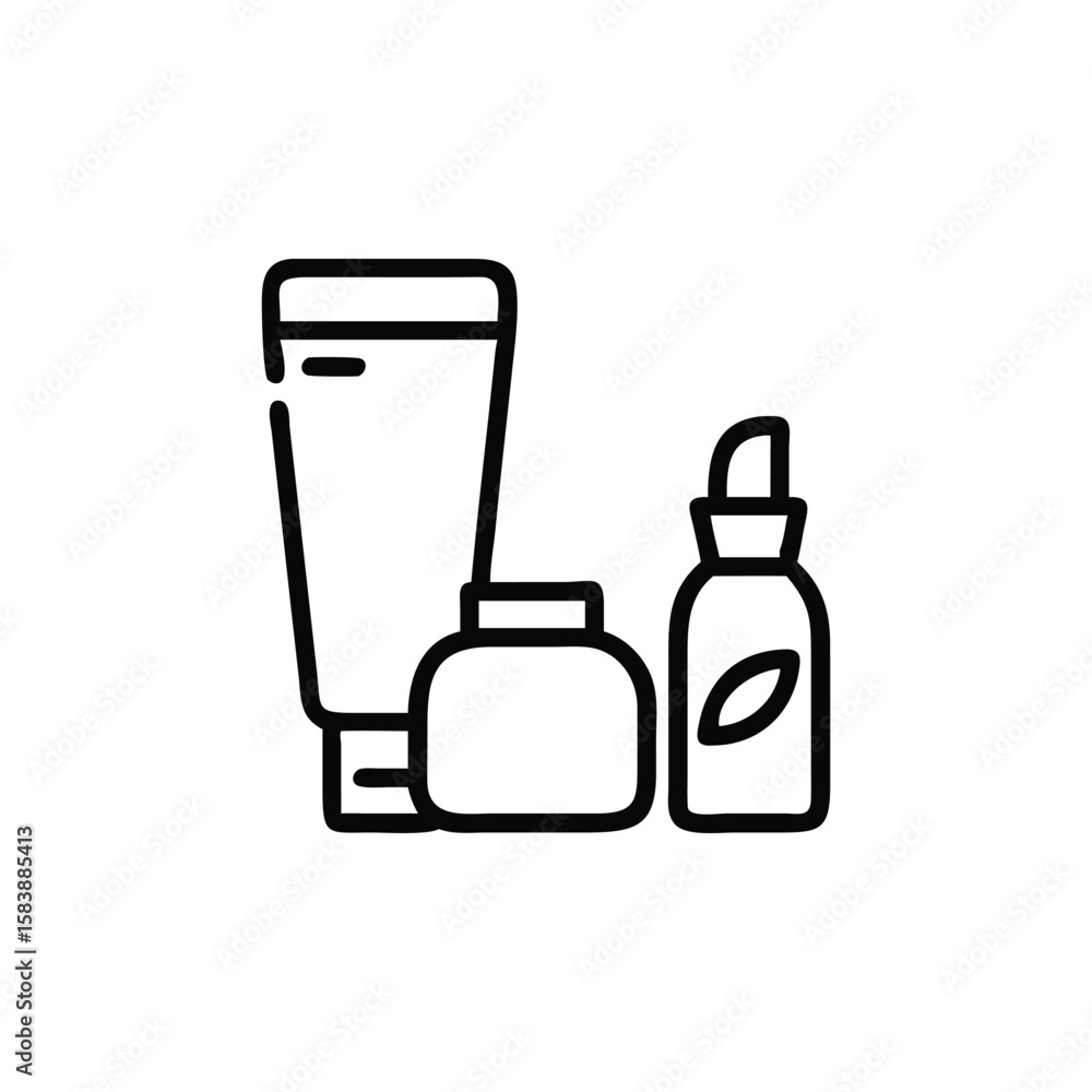 Obraz premium Cosmetic Products Outline Icon Set