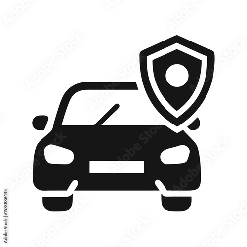 Car silhouette with shield symbolizing auto insurance concept  