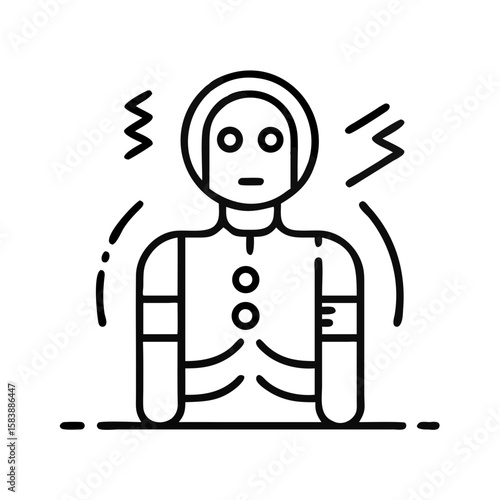 Crash test dummy with sensors demonstrating safety features concept  