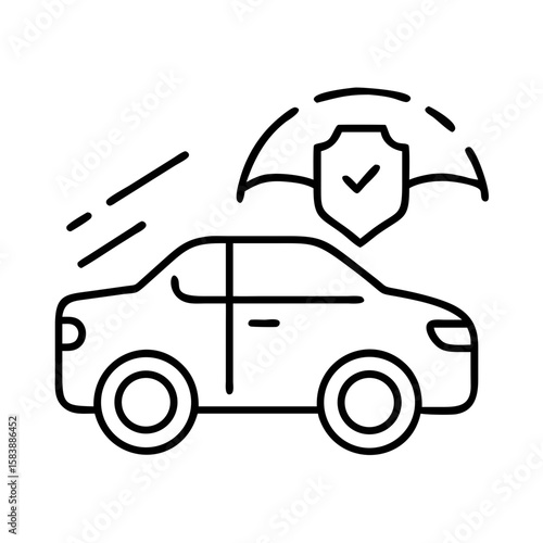 Car silhouette with protection shield icon for auto insurance concept  