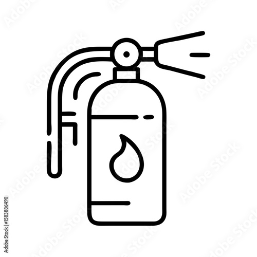 Line icon of fire extinguisher spraying water for safety measures  
