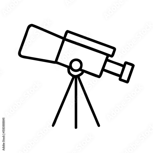 Simple telescope illustration on tripod for stargazing  