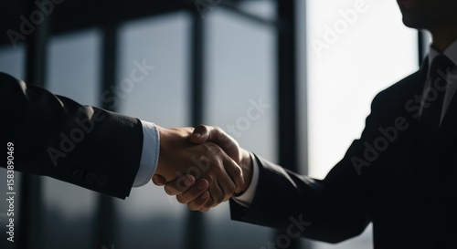 Businessmen Shaking Hands in Modern Office Setting