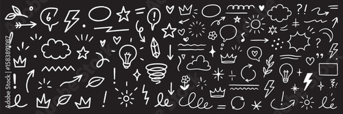 Playful Hand Drawn Doodle Collection Whimsical Elements and Illustrations for Creative Projects, Scrapbooking, and Design