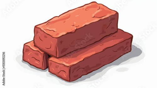 Stack of red bricks on white background. Illustration of stack of red bricks. 