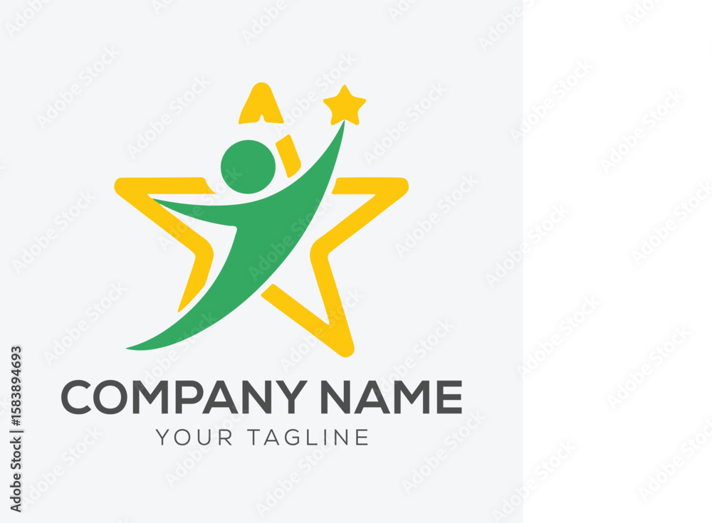 People star logo. Business team group reaching goal together logo vector People star logo. Business team group reaching goal together logo vector